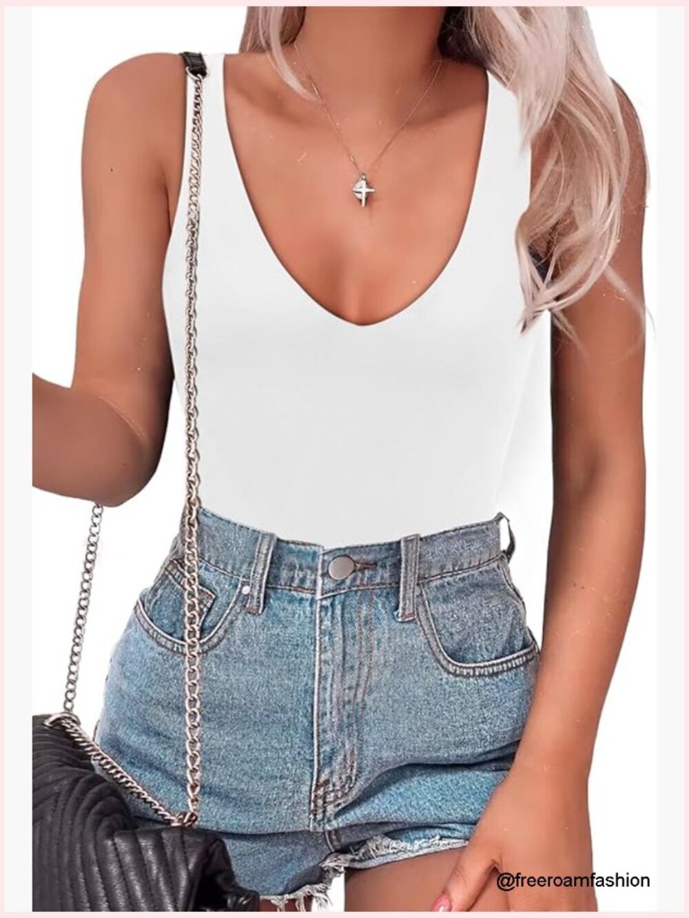 Deep V Neck Backless Bodysuit Thong Cut Sleeveless Tank Top